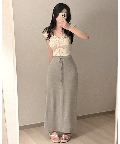Fluttering flare long skirt in 3 colors