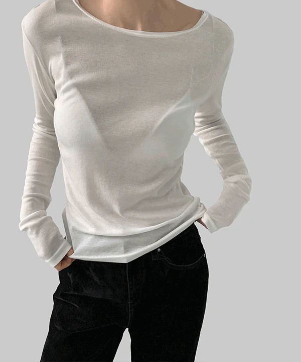 Rodet Layered Tencel Boat Neck T-Shirt
