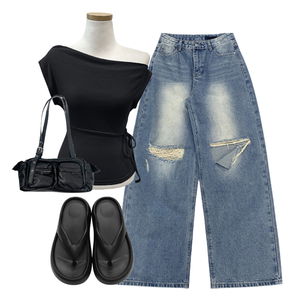 jeans,ShortSleeve,sandals 코디