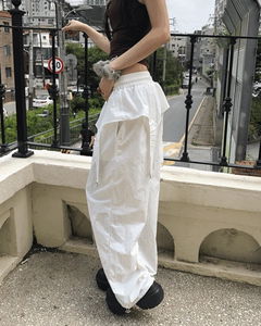 Corrit Keyring Layered Nylon Two-Way Banding Wide Long Pants