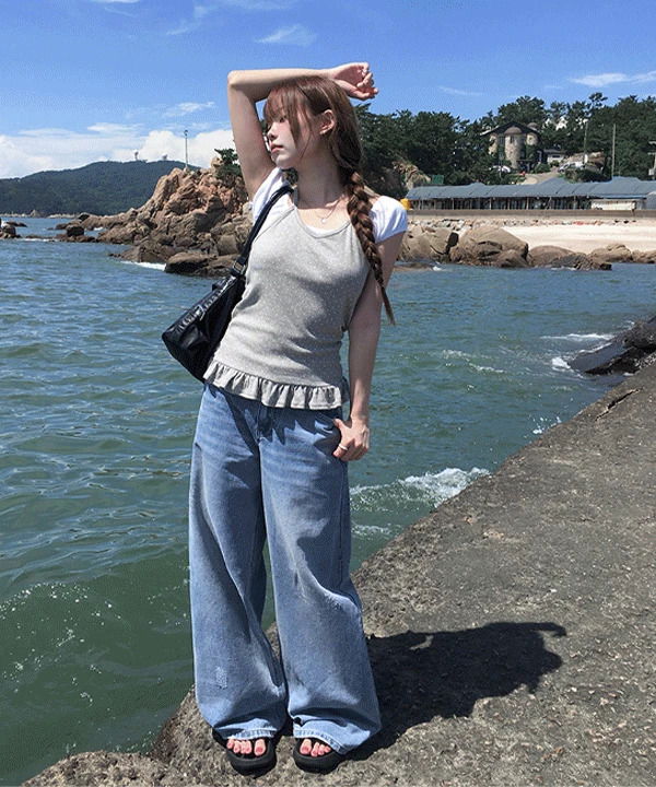 Ub Summer Wide Stitch Pocket Denim Pants