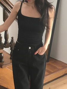 Foldy Ribbed Square Neck Sleeveless Winter Sleeveless