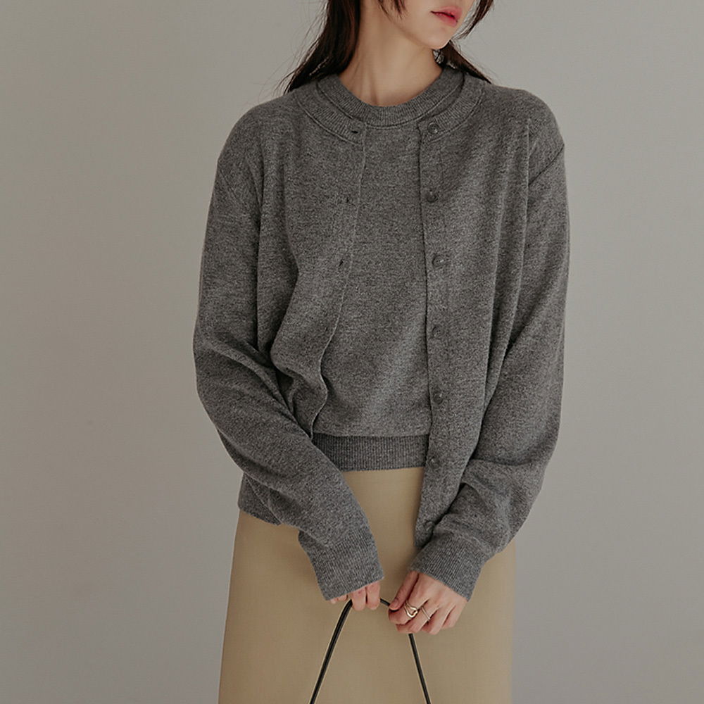 Toret fine wool cashmere set-up knit cardigan