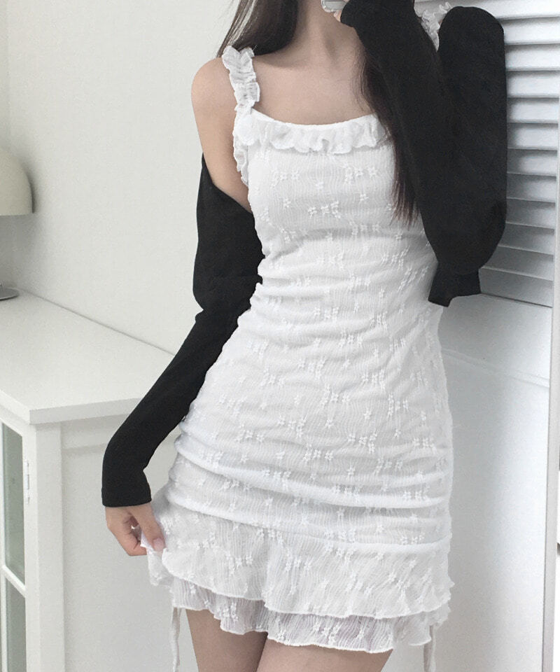 저두 셔링 프릴 나시 미니 원피스