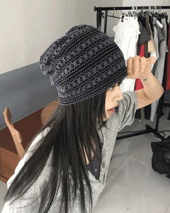 Molty Stripe Punching Mesh See-Through Beanie
