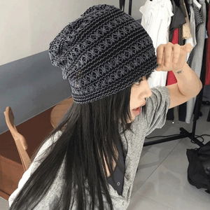 몰티 스트라이프 펀칭 그물 시스루 비니