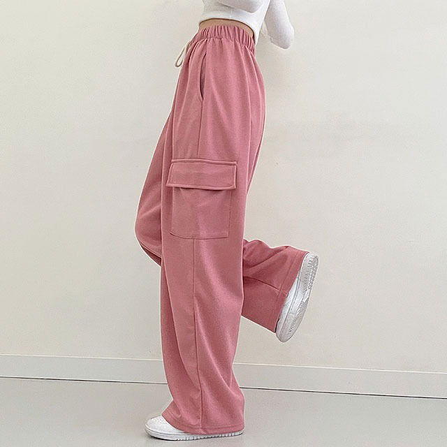 Hip Cargo Color Wide Banding Over Long Pants