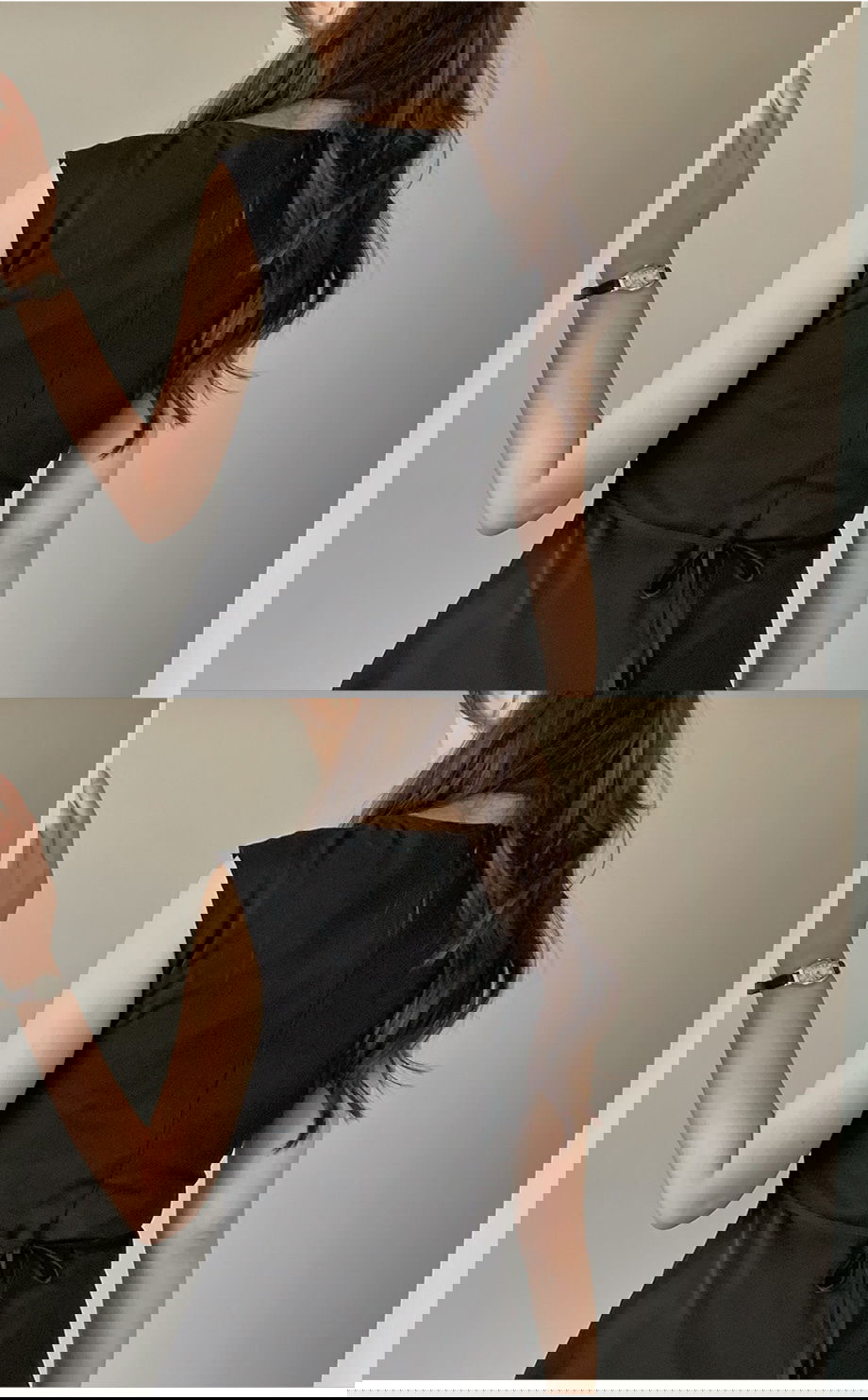 리리앤코 린브피드 핀턱 페플럼 나시 블라우스