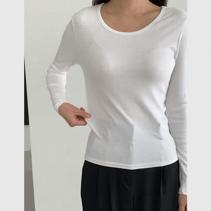 Ribbed Deep U Spandex T-shirt