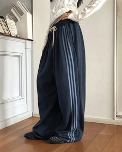 Kinda Track Snap Button Wide Long Training Pants
