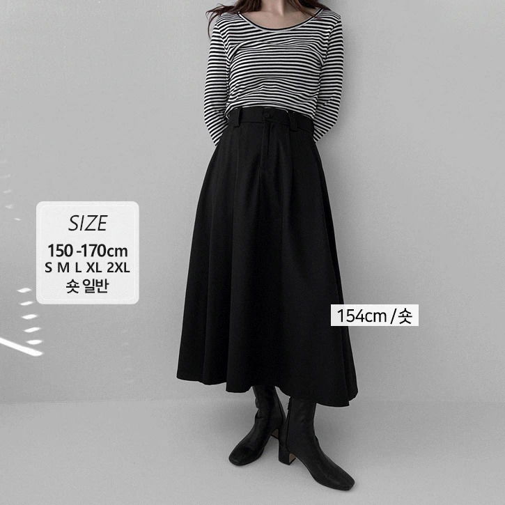Pin tuck pleats back banding long skirt