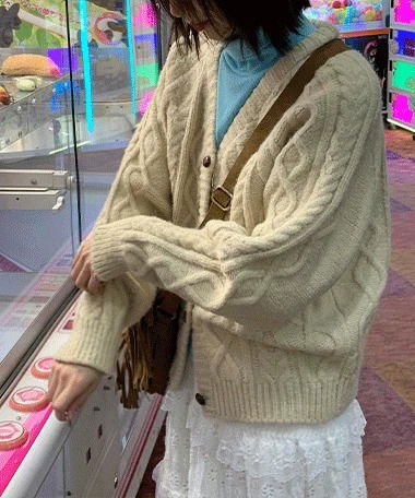 Rulo Overfit Twisted Knitwear Cardigan