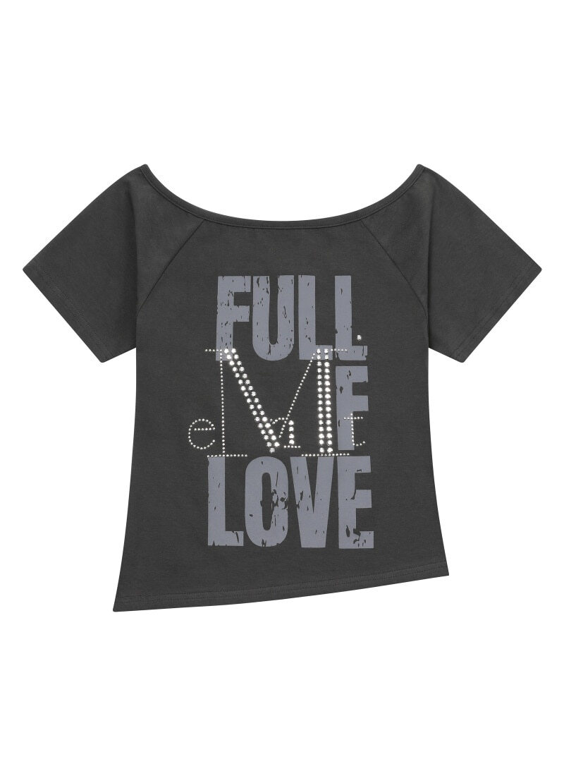 FULM ONE SHOULDER HOTFIX LOGO UNBALANCE HALF T 풀엠 원 숄더 핫픽스 로고 언발란스 반팔 티