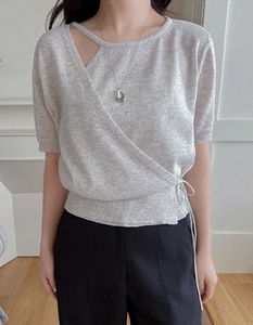 アーバンスリットラップ半袖ニット