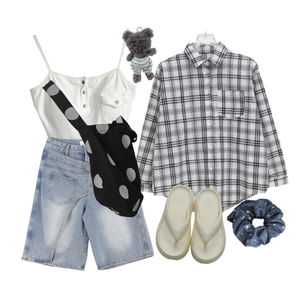 夏天,約會穿搭,Dailyootd,針織衫,時髦,韓系穿搭,休閒風系列,配飾,襯衫 코디