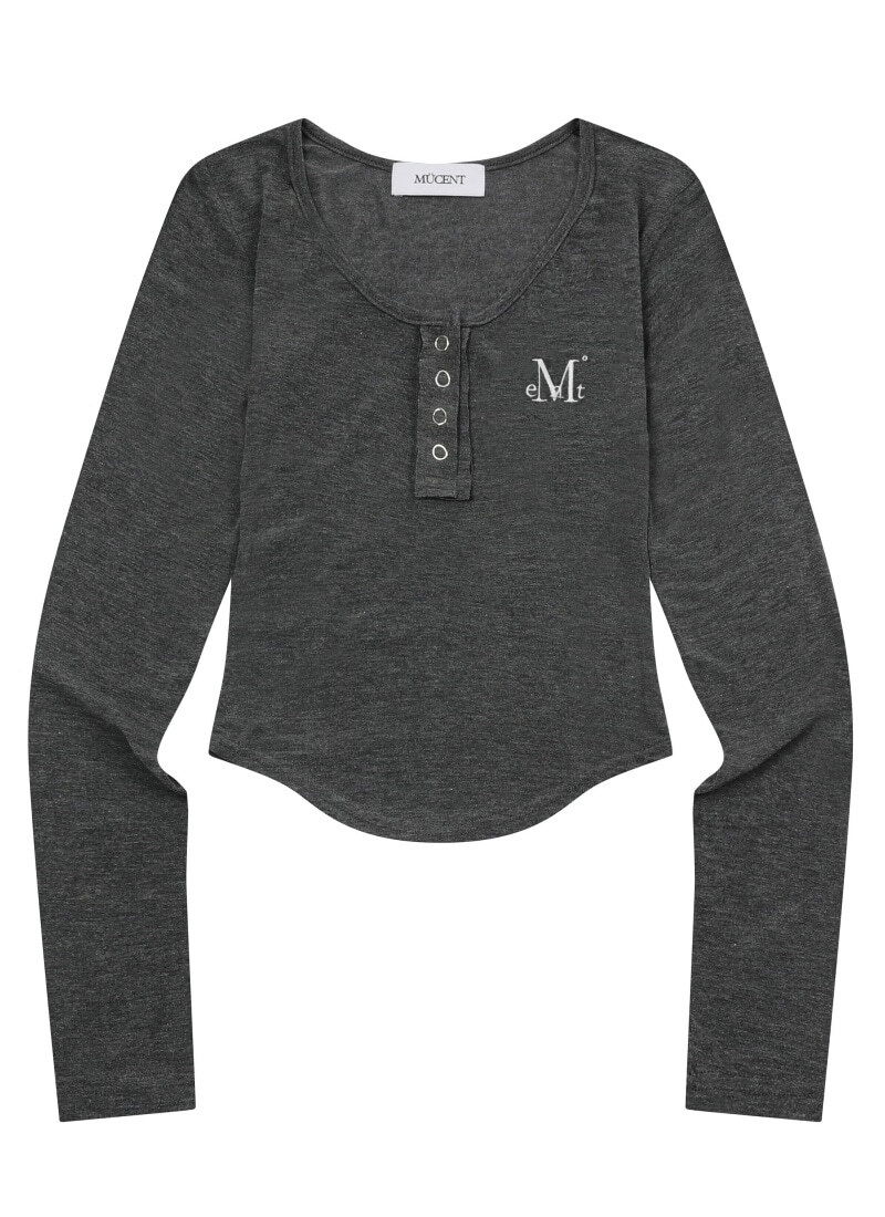 HARING SIGNATURE LOGO SNAP BUTTON U NECK T Haring Signature Logo Snap Button U Neck Gulim Tee (5 Colors)