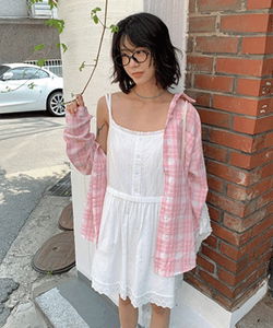 머아나 레이어드 레이스 미디 원피스(길이조절가능)