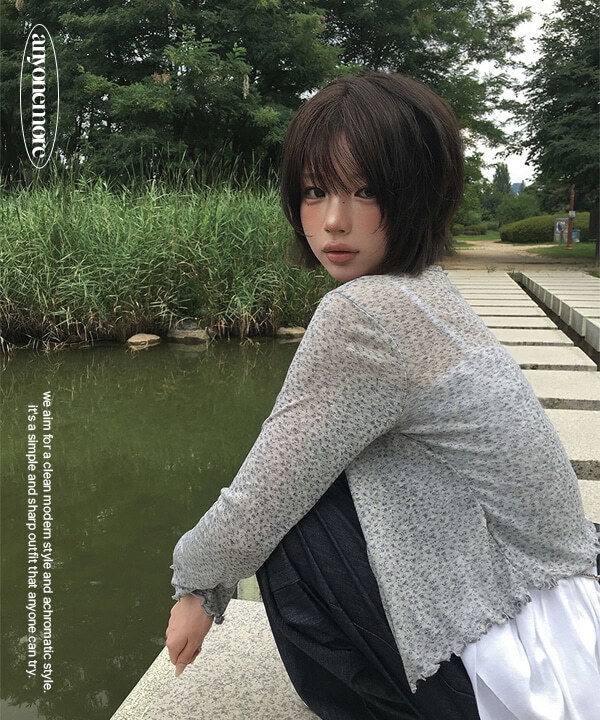 비케 플라워 시스루 긴팔 리본 가디건 (3color)