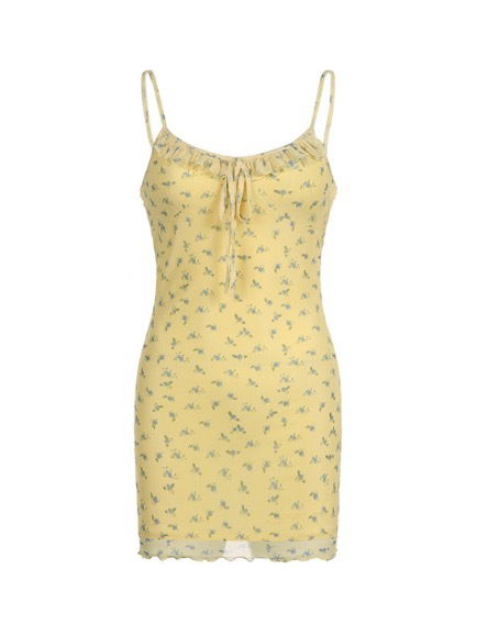 LEMON CANDY FLORAL MINI DRESS