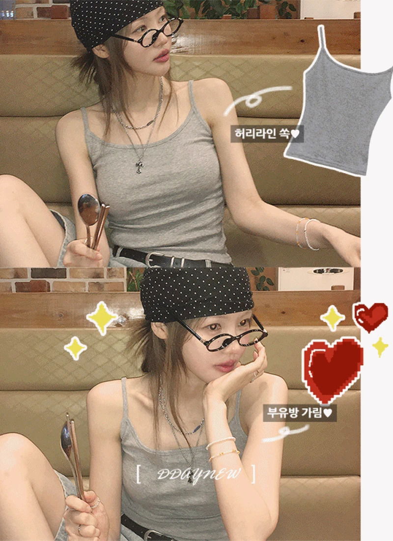 2개필수템,부유방커버/겨드랑이끼임X.캣브이 적당한 스판핏 허리핏 와이드 브이넥 무지 데일리 유니크 끈나시 3color