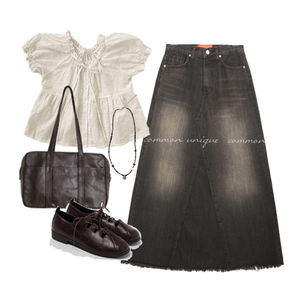 치마,가을,여름,브라운,색감,블라우스,모리걸,레트로,로퍼,가방,ootd,귀여운 코디