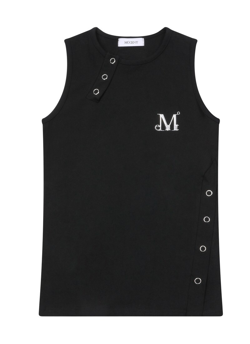 TAIN METAL LOGO SIDE BUTTON LONG SLEEVELESS