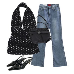 Shortsleeve,Outfit,Polkadot,Casual,Summer,Mood,Y2K,Daily,Unique,Trendy,Contest 코디
