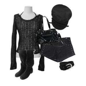 Black,Y2K,Longsleeve,Outfit,Boots,Mood 코디
