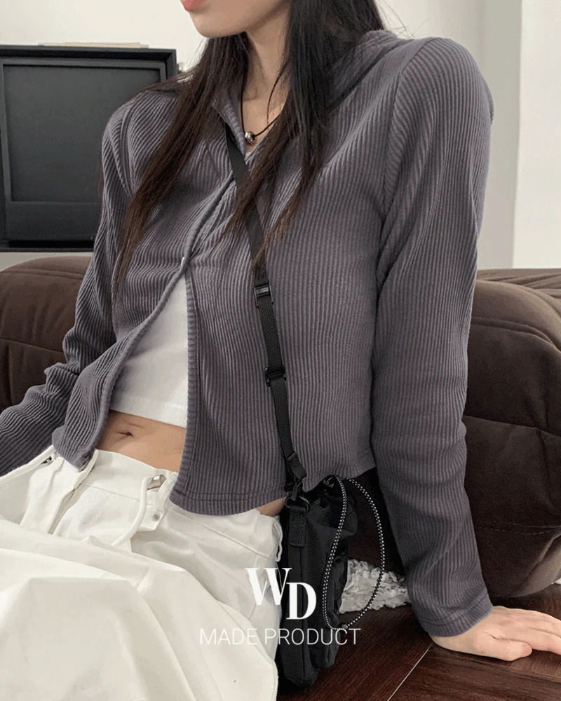 Diago Ribbed two-button hooded cardigan