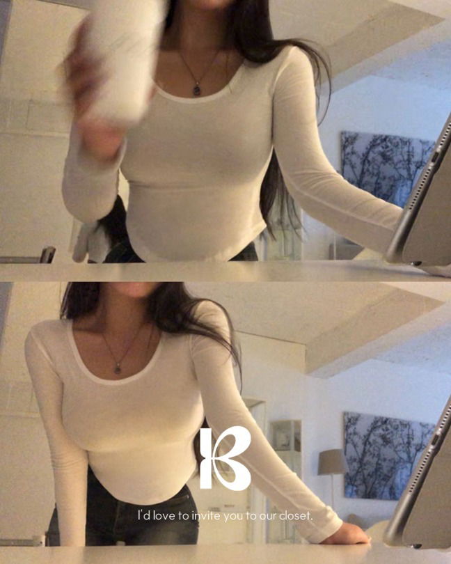 crazy body slim U-neck long-sleeved T-shirt