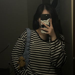Kitsun Stripe V-Neck Pendant Loose-fit Summer Long Sleeve Knitwear 