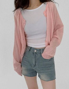 Linen Raglan Round Knitwear Cardigan