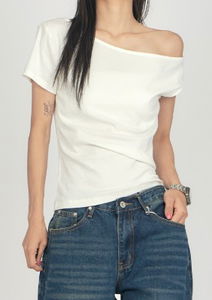 One Shoulder Stretch Short Sleeve T-Shirt TS048