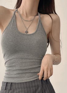 *캡내장* 쫀득 찰떡 홀터넥 얇은 끈 비읍 스판 이너 베이직 기본 나시 4color