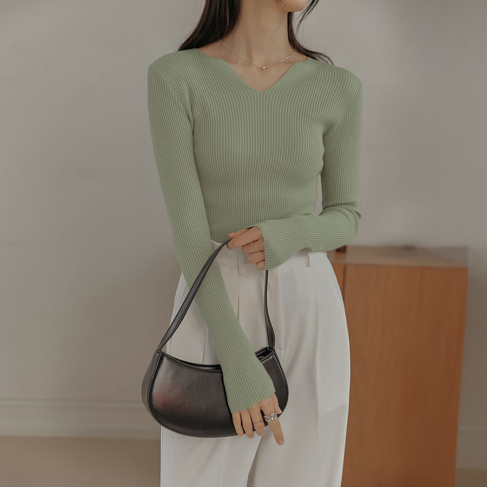 Nellyden Golji V Neck Slim Knit