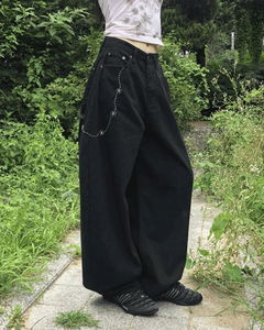 토핑 플라워 스터드 와이드 롱 팬츠