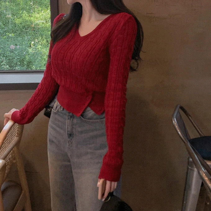 2ver. Olive Twisted Long Sleeve Knitwear -8 colors