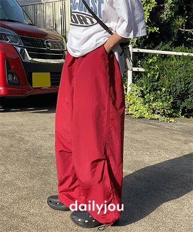 Trainer nylon pin tuck banding wide pants - 5 colors