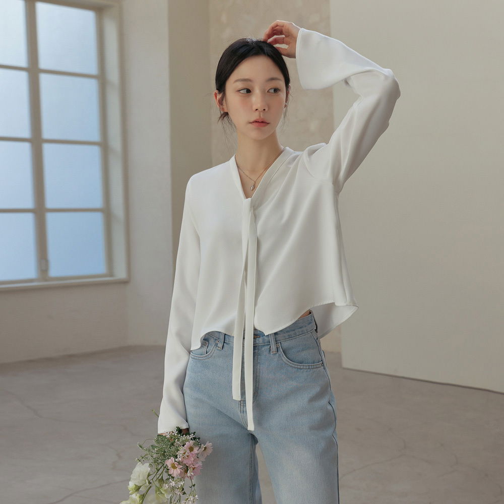 Beardin Soft Tie Crop Blouse