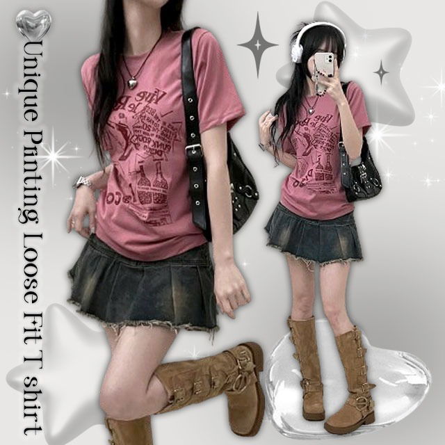 바이브락레터링프린팅반팔티(4color)