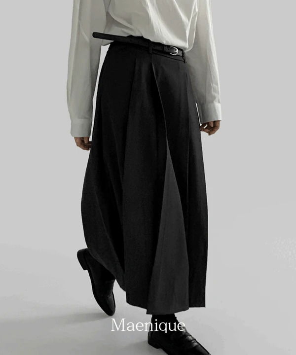Bonbon pleated long skirt