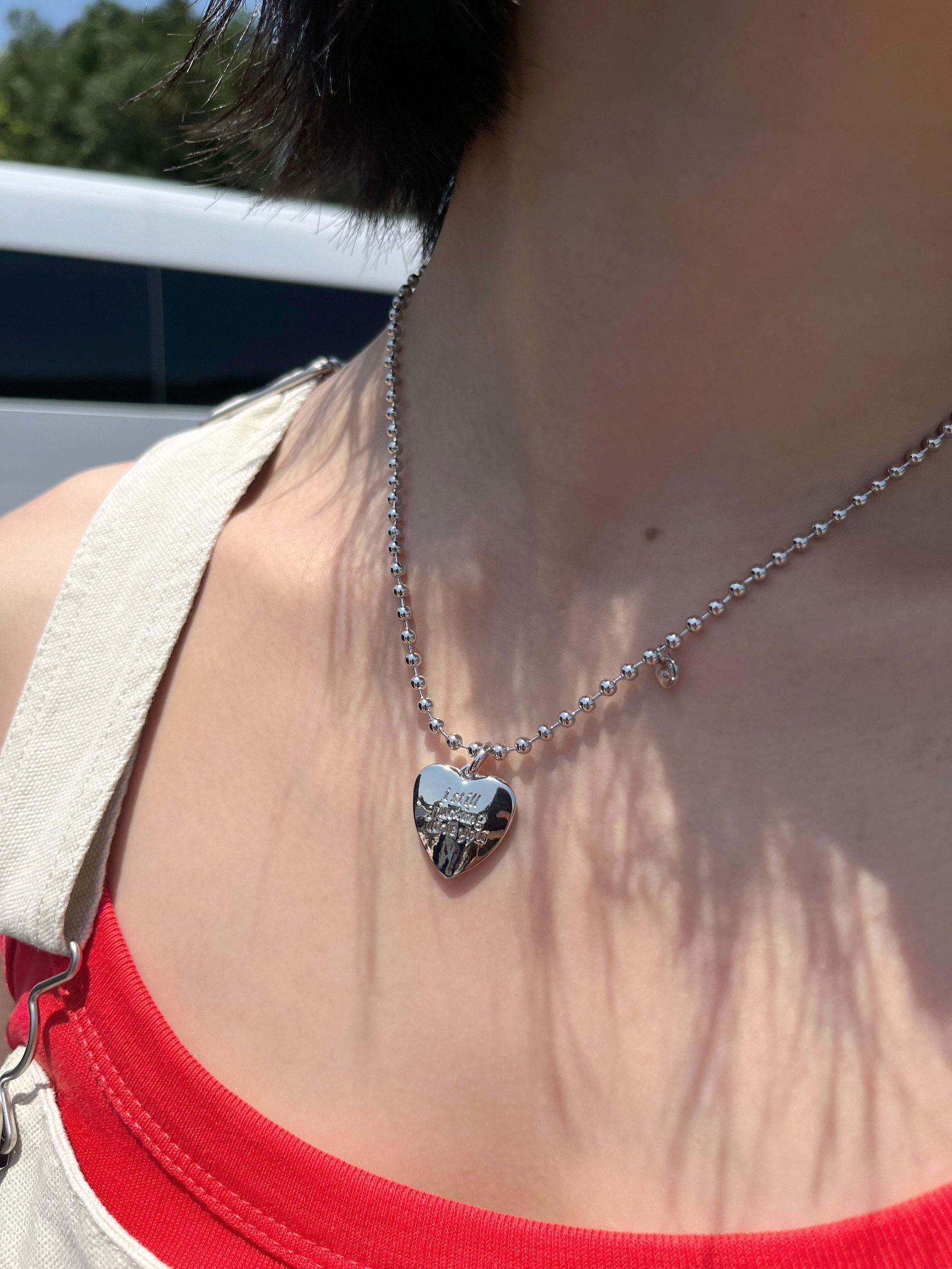 3D heart pendant necklace