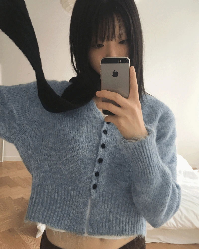 Moda Cloud Mel Bocashi Bean Button Wool Knitwear Cardigan