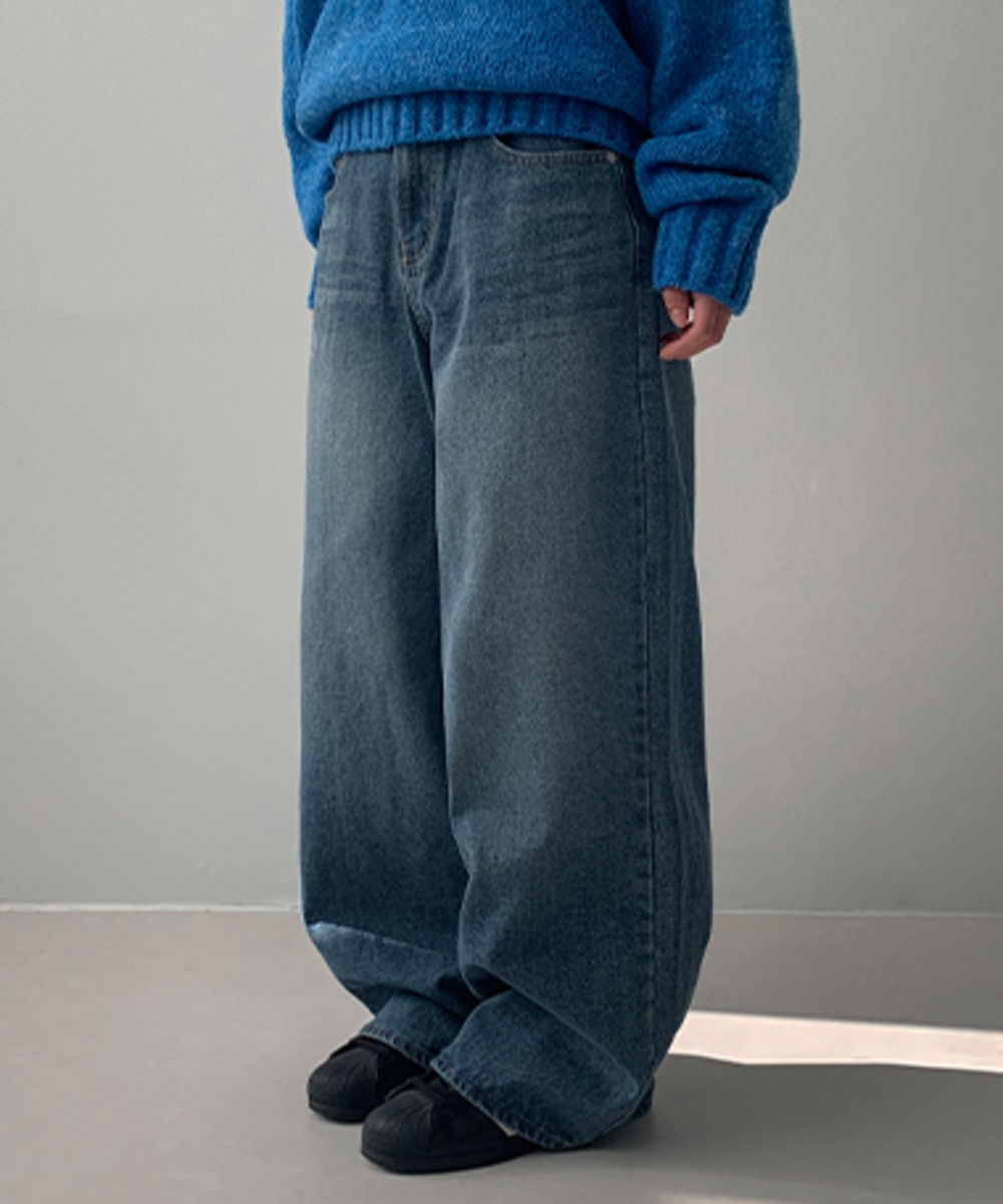 Hiving Fleece-lined wide denim pants
