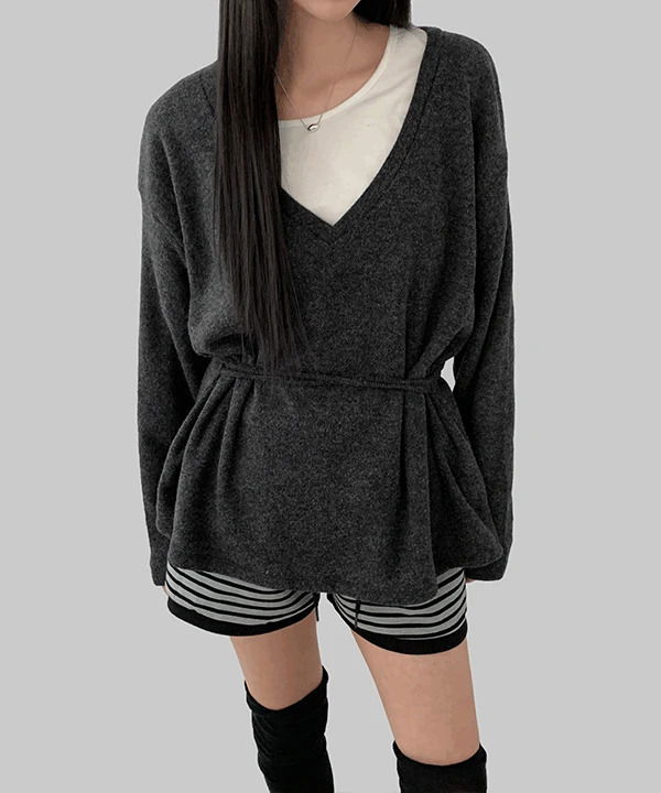 Derby On V V-Neck Wrap Knitwear T-Shirt
