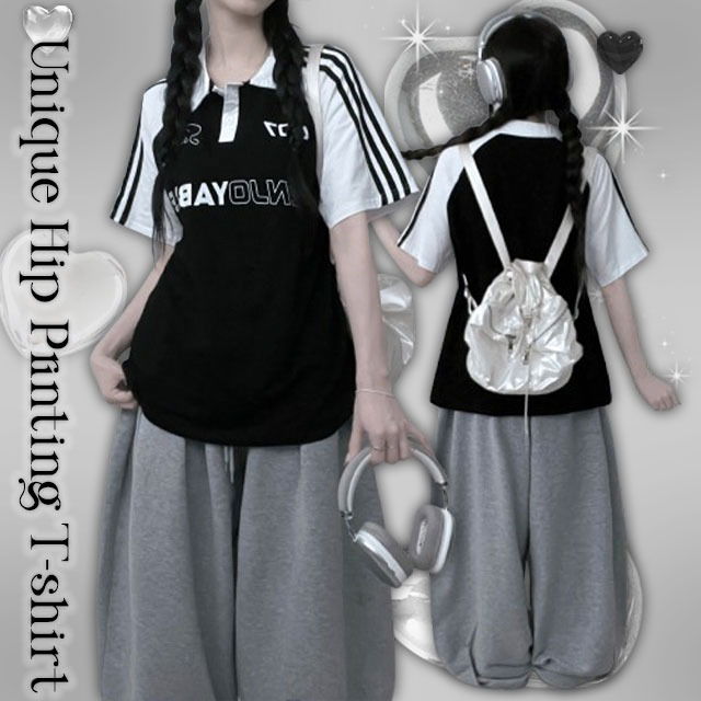 Enjoy Color Blocking Nagrang Track Line Caravan Sleeve T-shirt