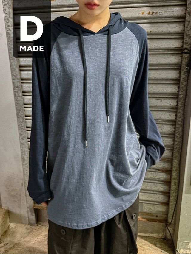 Big size 55-110 Radi Nagrang Raglan Hood Overfit Long Sleeve T-shirt