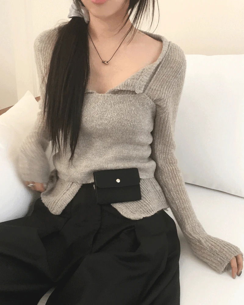 Sleeveless Bustier Knitwear Cardigan Set