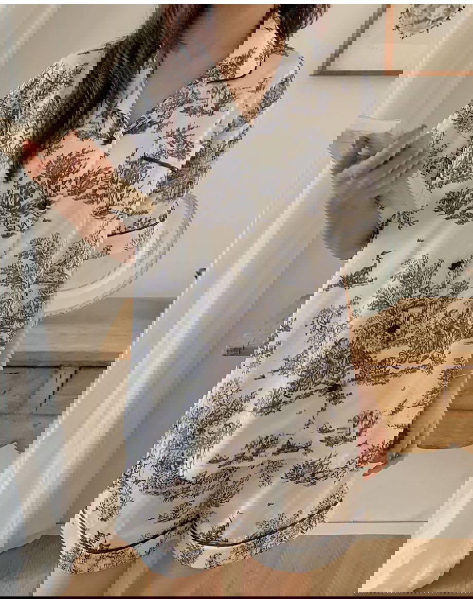 리리앤코 마쥬데앙 실크 배색 파이핑 밴딩 잠옷 세트