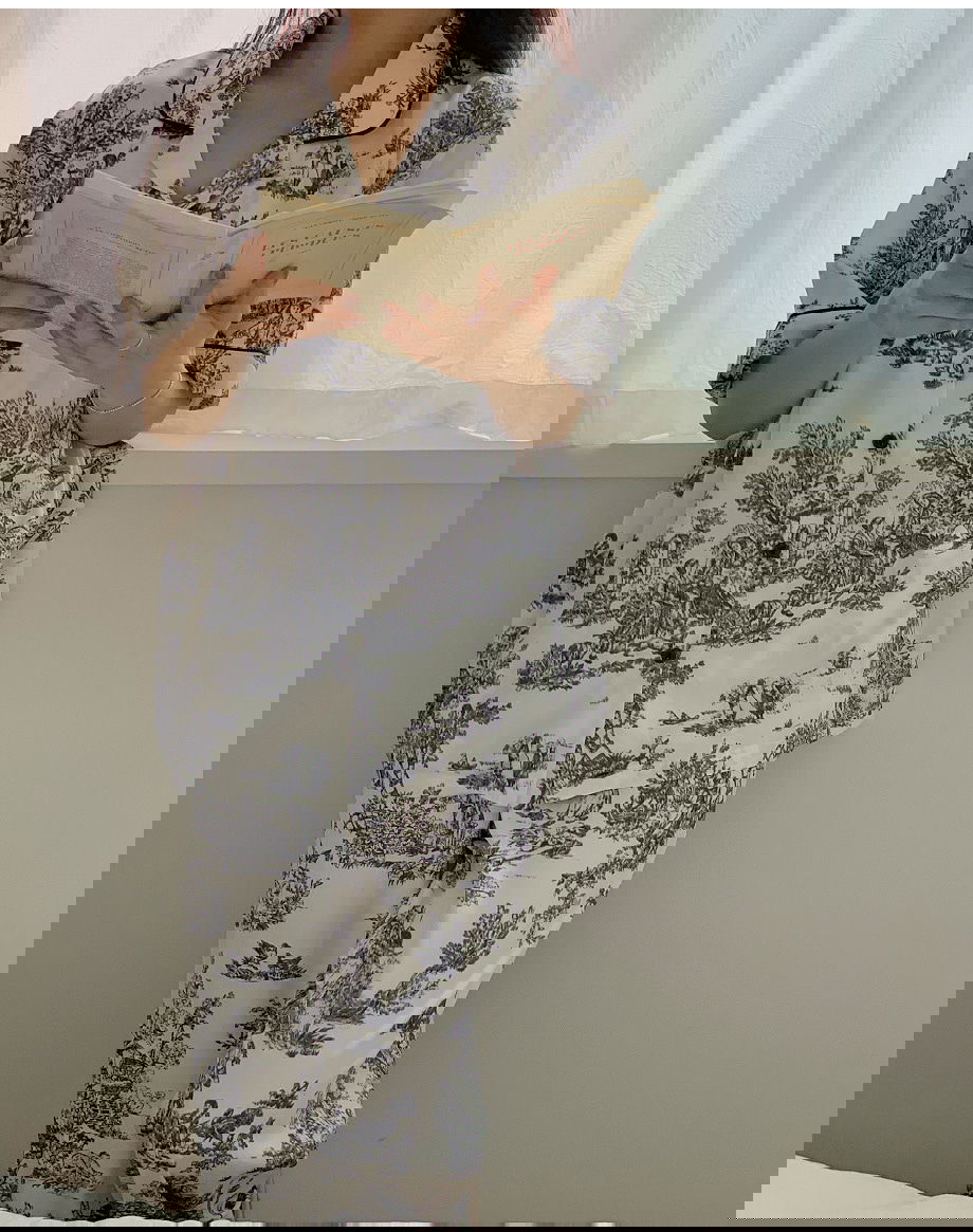 리리앤코 마쥬데앙 실크 배색 파이핑 밴딩 잠옷 세트